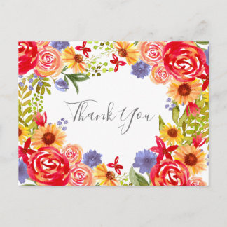 Cartão floral WildflowersThank you Postcard