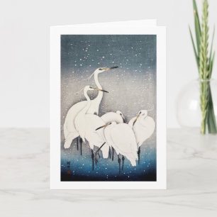 Carte 白鷺の群れ, groupe de 古邨 des hérons, Ohara Koson,