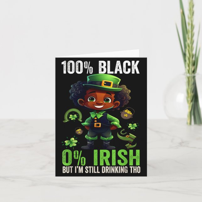 Carte 0% Irish 100% Black -funny St. Patricks Day Black  (Devant)