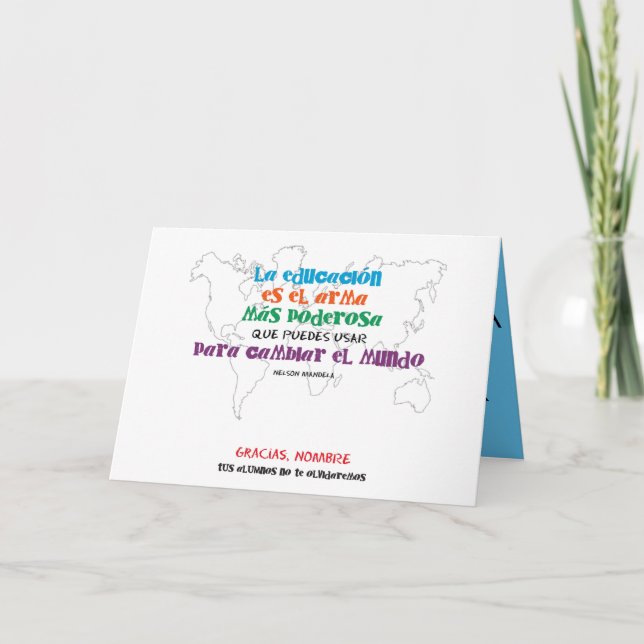 Carte 1º dame nombres. La educación cambia el mundo.  (Devant)