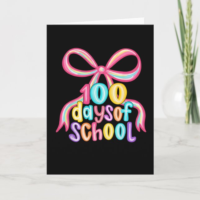 Carte 100 Days of School Leopard Bow Pencil  (Devant)