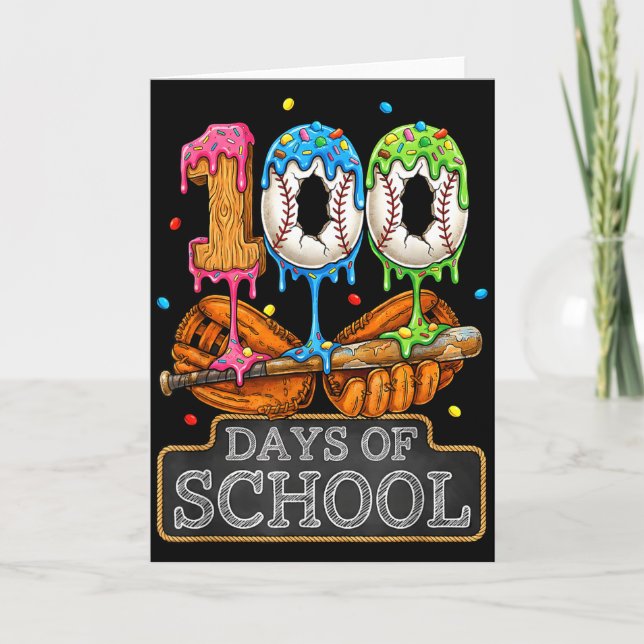 Carte 100 Jours D'école Baseball Glace Crème Goutte Élèv (Devant)