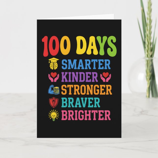 Carte 100 Jours École Plus Intelligente Plus Courageuse  (Devant)