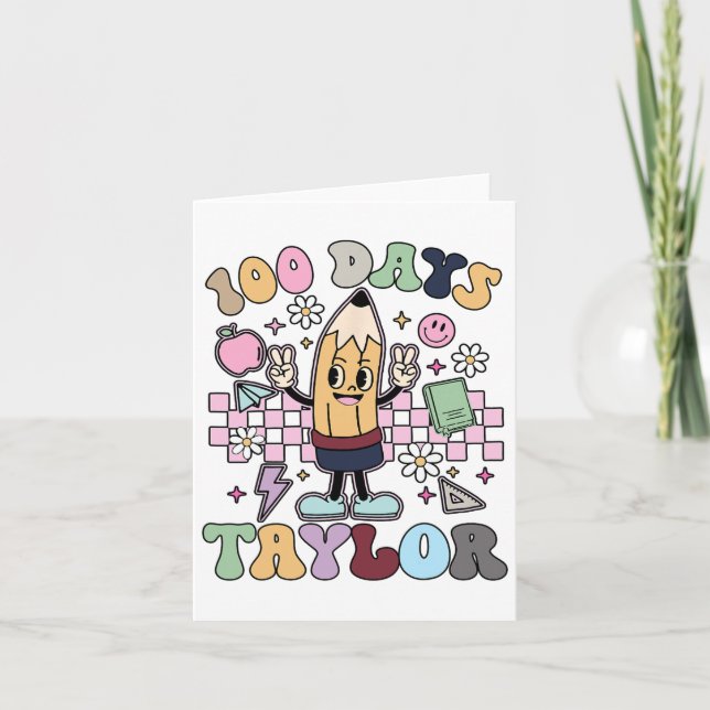 Carte 100 Jours Taylor Enseignant Pour Enfants 100e Jour (Devant)
