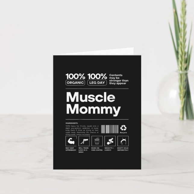 Carte 100% Muscle Mommy - Bodybuilding Gym Fit - Design (Devant)