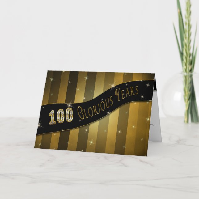Carte 100e anniversaire, années glorieuses, or avec bann (Devant)