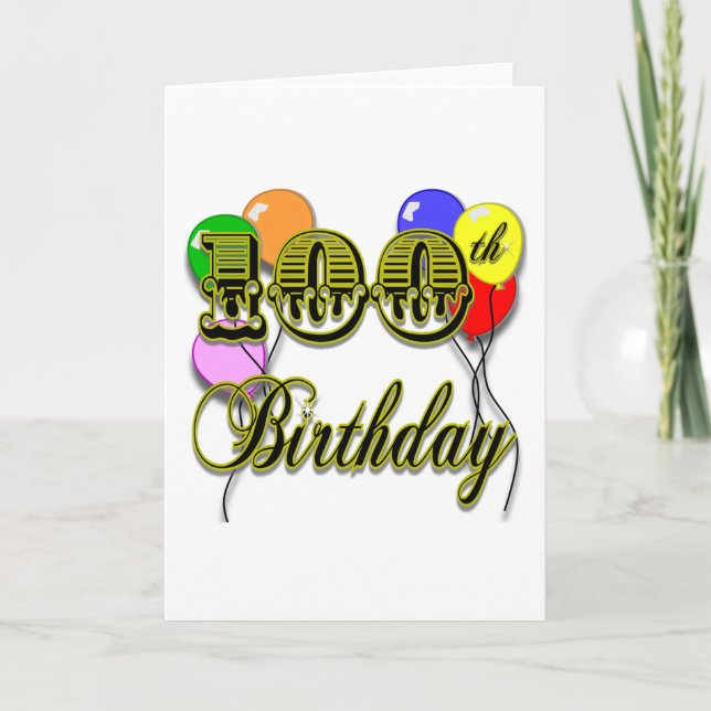 Carte 100e anniversaire avec ballons (Devant)