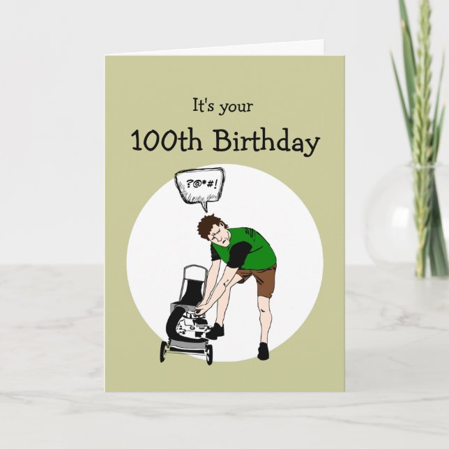 Carte 100e anniversaire drôle Insulte de tondeuse (Devant)