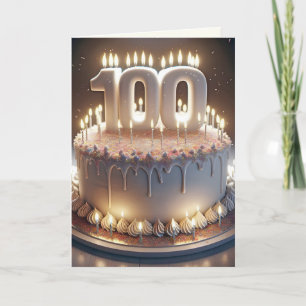 Carte 100e anniversaire gâteau et bougies