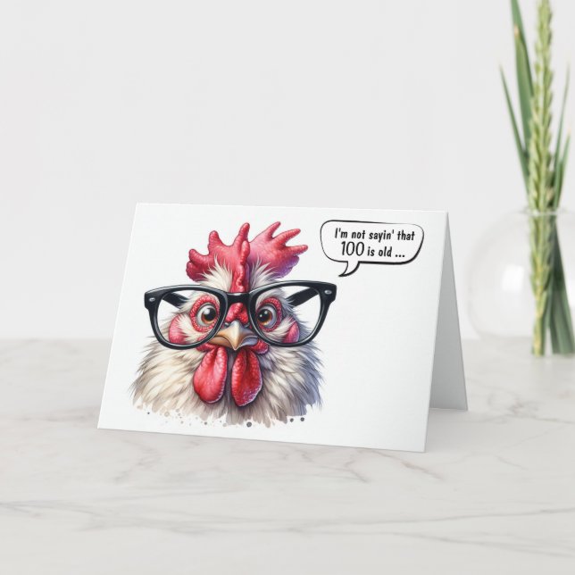 Carte 100e anniversaire Humour coq (Devant)