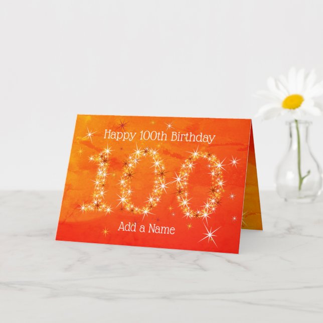 Carte 100e anniversaire - Nombres d'étoiles - âge rouge/ (Petite plante)
