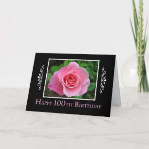 Carte 100e anniversaire Rose rose