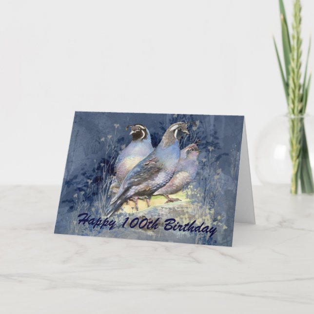 Carte 100th oiseau heureux de cailles de Californie (Devant)