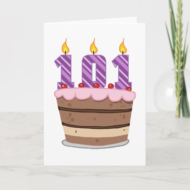 Carte 101 ans sur le gâteau d'anniversaire (Devant)