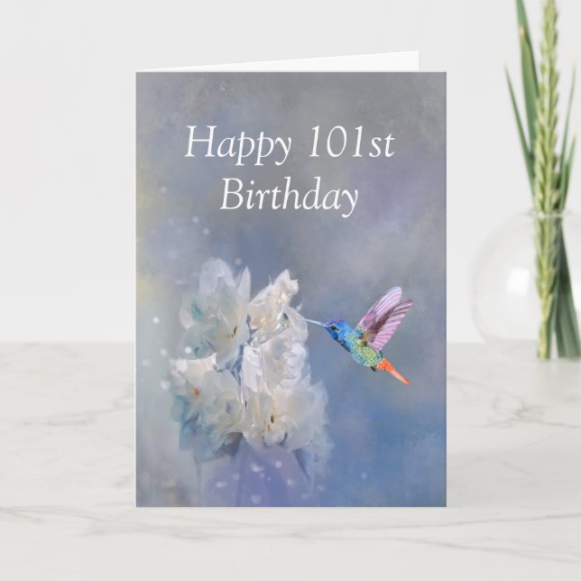 Carte 101 Jour d'anniversaire Jardin des colibris Fleurs (Devant)
