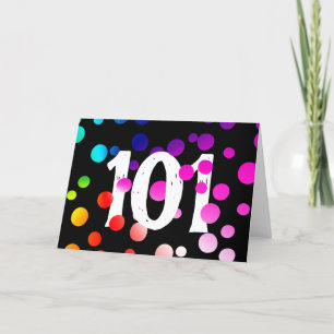 Carte 101e anniversaire - Points arc-en-ciel sur noir