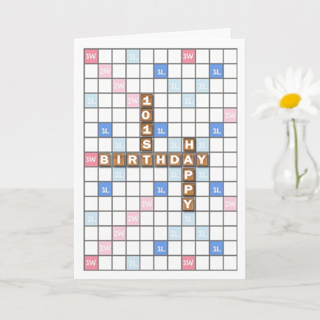 Carte 101e anniversaire, Word Game Board (Petite plante)