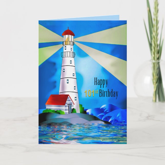 Carte 101e phare d'anniversaire de phare de lumière pour (Devant)