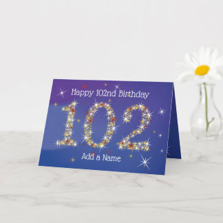 Carte 102e anniversaire - Nombre d'étoiles - Bleu - 102