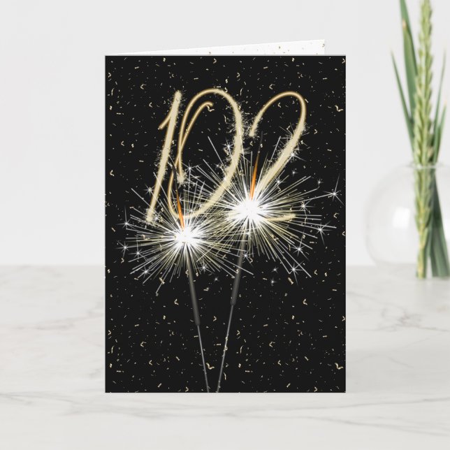 Carte 102e anniversaire Sparkler en noir (Devant)