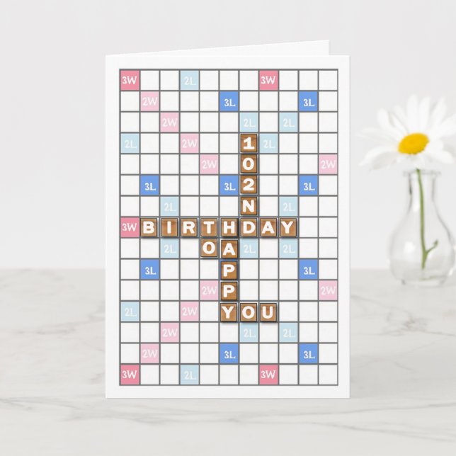 Carte 102e anniversaire, Word Game Board (Petite plante)