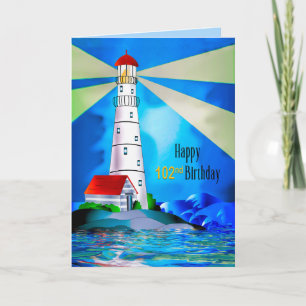 Carte 102e phare d'anniversaire de phare de lumière pour