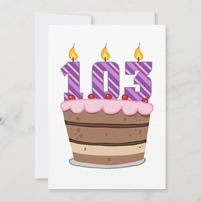 Carte 103 ans sur le gâteau d'anniversaire (Devant)