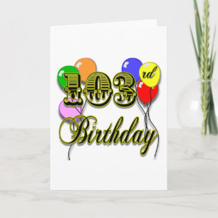 Carte 103e anniversaire avec ballons