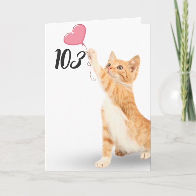 Carte 103e anniversaire tabby cat (Devant)