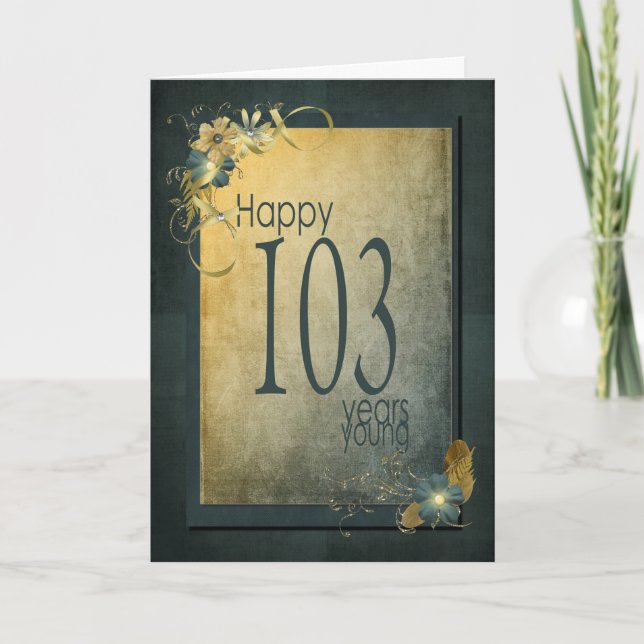 Carte 103e cadre vintage anniversaire (Devant)