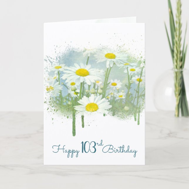 Carte 103rd Birthday White Daisy Garden (Devant)
