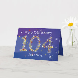 Carte 104e anniversaire - Nombre d'étoiles - Bleu - 104