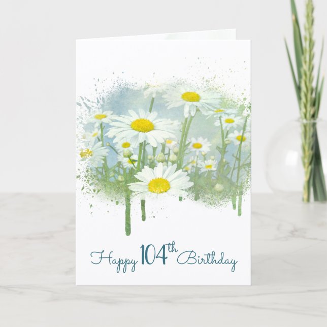 Carte 104th Birthday White Daisy Garden (Devant)