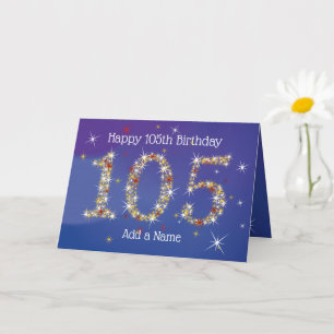 Carte 105e anniversaire - Nombre d'étoiles - Bleu - 105 