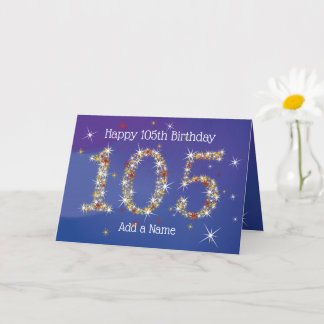 Carte 105e anniversaire - Nombre d'étoiles - Bleu - 105 
