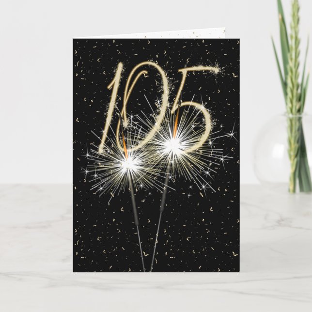 Carte 105e anniversaire Sparkler en noir (Devant)