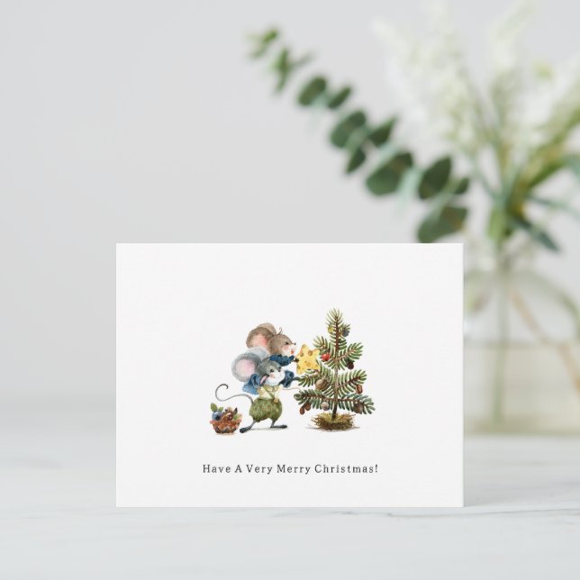 Carte (10,8 x 14,2 cm) - Double petit Mice Christm (Debout devant)