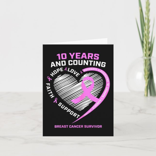 Carte 10 Ans Cancer Du Sein Les Cadeaux De Survivant Pou (Devant)