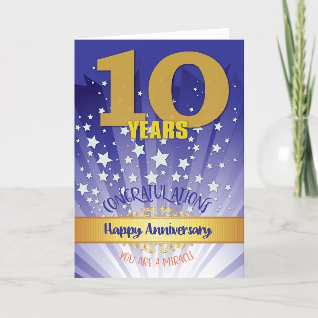Carte 10 ans de récupération Anniversaire Bold Numéros (Devant)