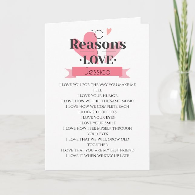 Carte 10 raisons pour lesquelles je vous aime coeur vale (Devant)