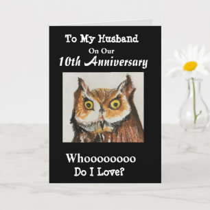 Carte 10e Anniversaire À Mon Mari Drôle Chouette Amour
