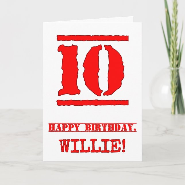 Carte 10e anniversaire : Amusant, Timbre en caoutchouc r (Devant)