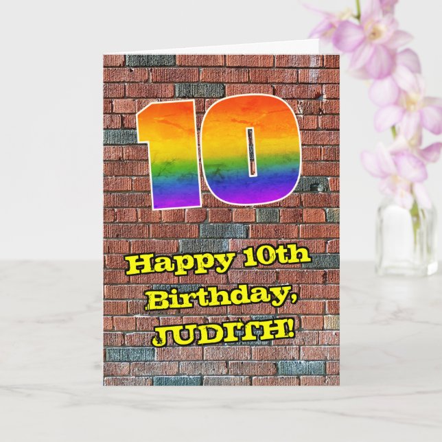 Carte 10e anniversaire : Arc-en-ciel amusant inspiré par (Orchidée)