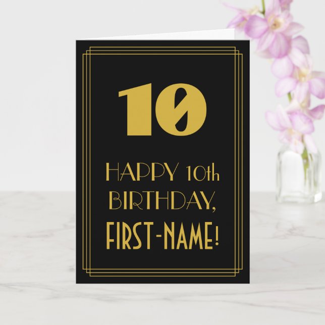 Carte 10e anniversaire - Art Déco Inspiré Look "10" & No (Orchidée)