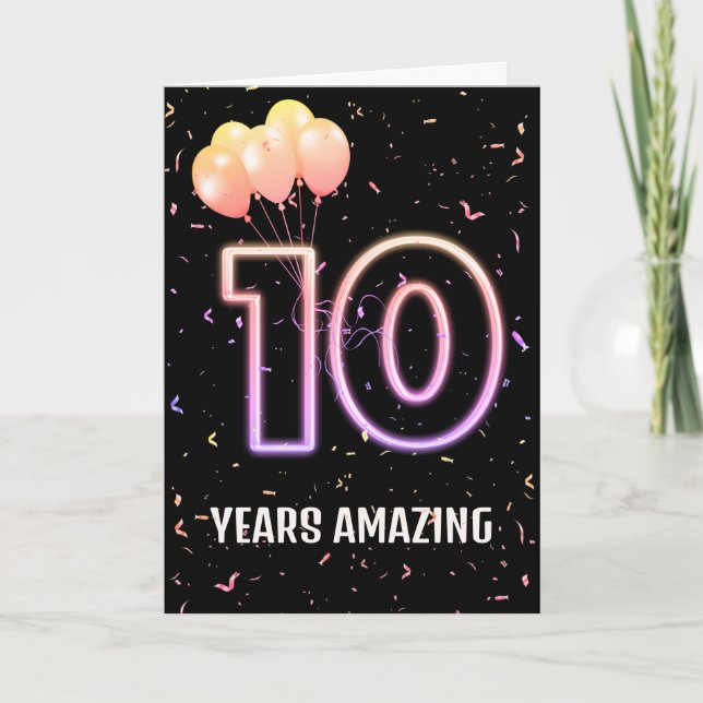 Carte 10e anniversaire Ballons et Confetti (Devant)