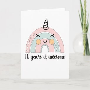 Carte 10e anniversaire Boho Arc-en-ciel 10 ans licorne