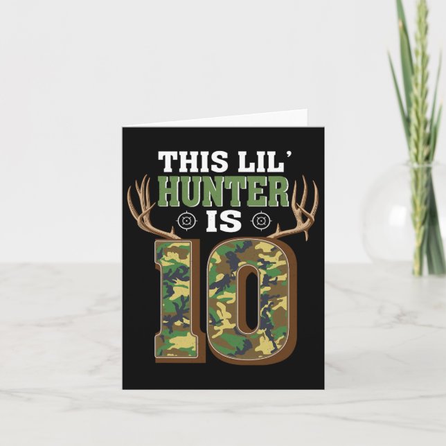 Carte 10e anniversaire Chasse aux cerfs 10 ans Chasseur (Devant)