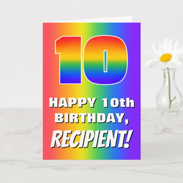 Carte 10e anniversaire : coloré, amusant Motif arc-en-ci (Petite plante)