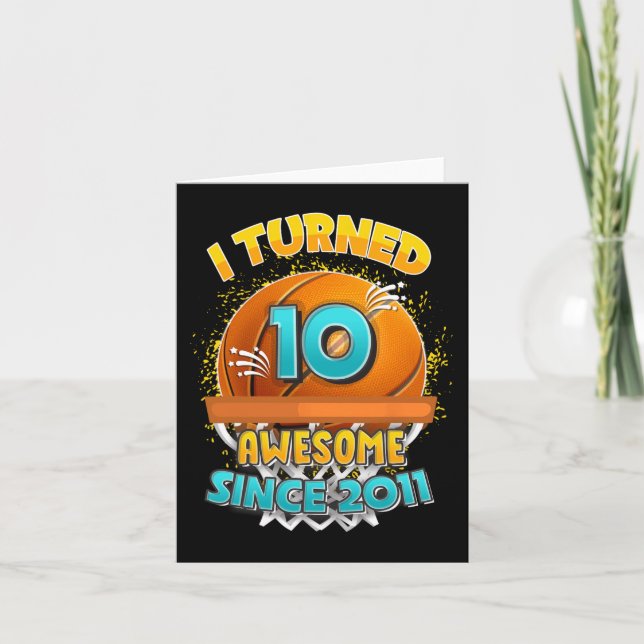 Carte 10e anniversaire de basket-ball J'ai tourné 10 ans (Devant)