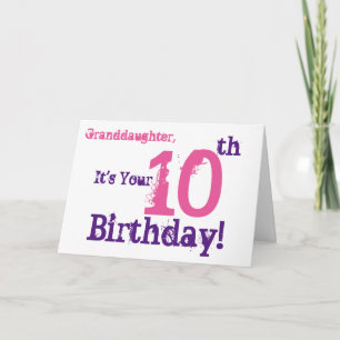 Carte 10e anniversaire de la petite-fille en violet, ros